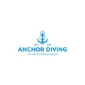 flat ANCHOR DIVING sharp spear mooring logo design