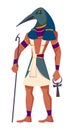Flat ancient egyptian god Thoth with head of ibis Royalty Free Stock Photo
