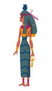 Flat ancient Egyptian goddess Nut of sky with water pot on head Royalty Free Stock Photo