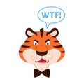 Flat angry roaring tiger muzzle with open mouth Royalty Free Stock Photo