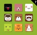 Flat Animal Faces Application Icon Cartoon Vector Set Royalty Free Stock Photo