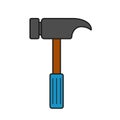 Hammer Icon Clipart Color with Line PNG Illustration Isolated on Transparent Background