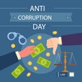 Flat anti corruption day illustration Vector illustration. Royalty Free Stock Photo