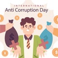 Flat anti corruption day illustration Vector illustration. Royalty Free Stock Photo