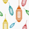 Flat Arab Lamp Vector Illustration Seamless Pattern Royalty Free Stock Photo