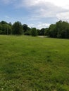 Flat areas of grass land surrounded by trees. They are often located between temperate forest at high altitudes and deserts Royalty Free Stock Photo