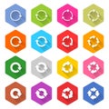 Flat arrow reload icon hexagon web button Royalty Free Stock Photo