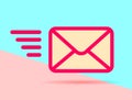 Flat art design graphic image of mail icon on pink and blue background Royalty Free Stock Photo