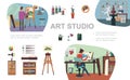 Flat Art Studio Composition