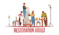 Flat Artist Restorer Concept Royalty Free Stock Photo