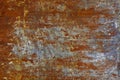 flat artistically rusted steel surface with leftovers of gray paing - full-frame background and texture Royalty Free Stock Photo
