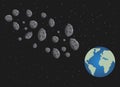 Flat asteroids and planet Earth. Space danger. Space