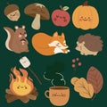 flat autumn celebration elements collection vector design illustration