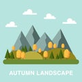 Flat autumn landscape square composition.