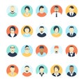 Flat avatar icons. Business concept, global communication. Web site user profile. Social media, network elements.