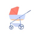 Flat baby carriage color icon. Newborn care design