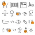 Flat baby icons collection Royalty Free Stock Photo