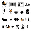 Flat baby icons collection Royalty Free Stock Photo