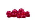 Ruby cabochons on a white background