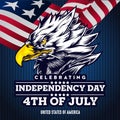 Flat background with eagle Head for usa independence day vector