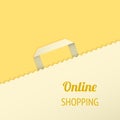 Flat background with shopping bag.