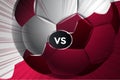 Fifa worldcup qatar versus background with ball red and white Royalty Free Stock Photo