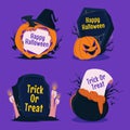 flat badges collection halloween season design vector