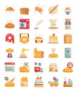 Flat bakery icons set