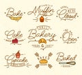 Flat bakery symbols brown