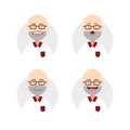 Flat bald old elder man male happy avatar set