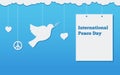 Flat banner with a dove, the international day of peace design illustration