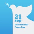 Flat banner with a dove, the international day of peace design illustration