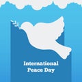 Flat banner with a dove, the international day of peace design illustration