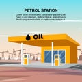 Flat Banner Illustration Yellow Petrol Car Station