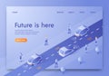 Flat Banner Isometric is Written Future is Here.