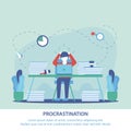 Flat Banner is Written Procrastination at Work. Royalty Free Stock Photo