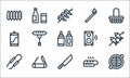 Flat barbecue line icons. linear set. quality vector line set such as , knife, clamp, bread, beer can, speaker, match, orange Royalty Free Stock Photo