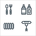 Flat barbecue line icons. linear set. quality vector line set such as sausage, ribs, sauce bottle