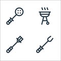 flat barbecue line icons. linear set. quality vector line set such as barbecue, basting brush Royalty Free Stock Photo