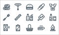 flat barbecue line icons. linear set. quality vector line set such as bonfire, basket, speaker, bread, beer can, basting brush,