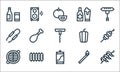 flat barbecue line icons. linear set. quality vector line set such as shrimps, beer can, match, ribs, clamp, bell pepper, beer,