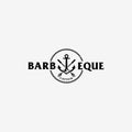 flat BARBEQUE CAPTAIN anchor fork logo design