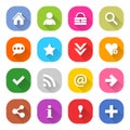 Flat basic icon set rounded square web button Royalty Free Stock Photo