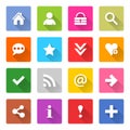 Flat basic icon set rounded square web button