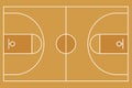 Flat Basketball field. Top view of Basketball court with line template. Vector stadium.