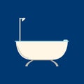 Flat Bathroom flat icon on blue background. Bath Vector illustration. Royalty Free Stock Photo