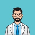 Flat Bearded Doctor Man Vector Illustration
