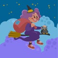 Flat befana illustration Vector illustration. Royalty Free Stock Photo