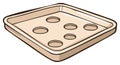 Flat beige tray with rounded corners and circular indentations for holding small items or food Royalty Free Stock Photo