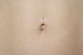 Flat Belly of a Bare Young Woman in Close up